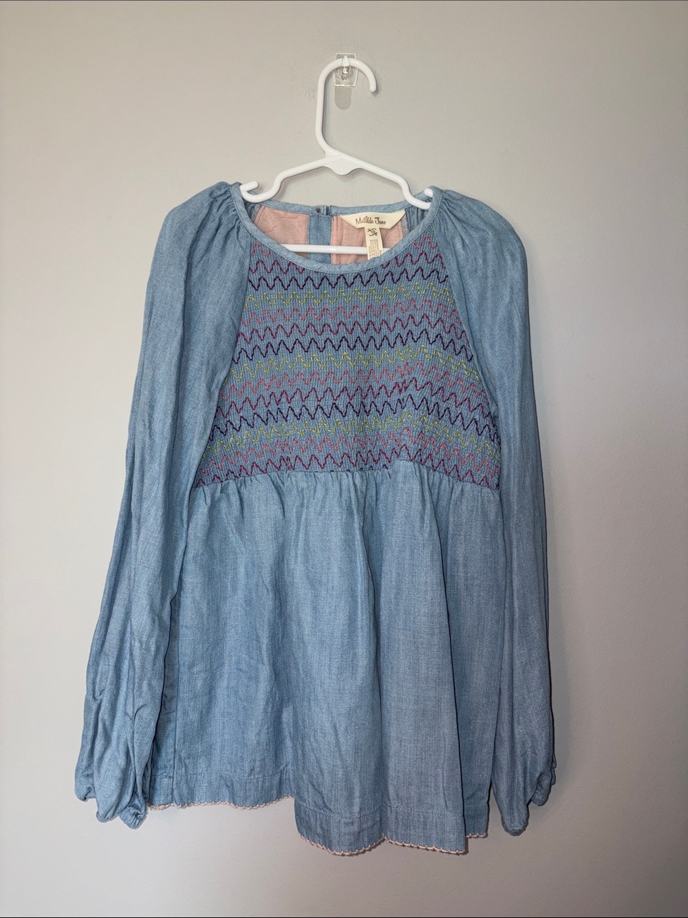 Matilda Jane Light Denim Blue Top with Embroidery Size 10